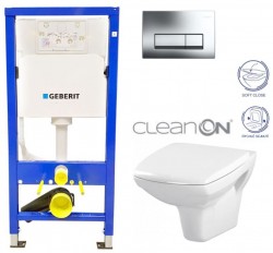 GEBERIT DuofixBasic s chrómovým tlačidlom DELTA51 + WC CERSANIT CLEANON CARINA + SEDADLO (458.103.00.1 CA2)