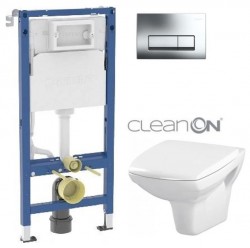 GEBERIT DuofixBasic s chrómovým tlačidlom DELTA51 + WC CERSANIT CLEANON CARINA + SEDADLO (458.103.00.2 CA1)