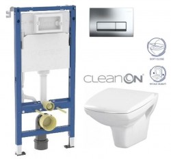 GEBERIT DuofixBasic s chrómovým tlačidlom DELTA51 + WC CERSANIT CLEANON CARINA + SEDADLO (458.103.00.2 CA2)
