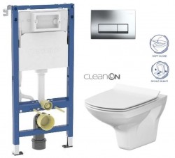 GEBERIT DuofixBasic s chrómovým tlačidlom DELTA51 + WC CERSANIT CLEANON CARINA + SEDADLO (458.103.00.2 CA3)