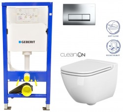 GEBERIT DuofixBasic s chrómovým tlačidlom DELTA51 + WC CERSANIT CLEANON CASPIA + SEDADLO (458.103.00.1 CP1)