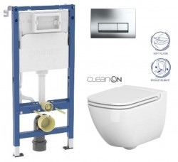 GEBERIT DuofixBasic s chrómovým tlačidlom DELTA51 + WC CERSANIT CLEANON CASPIA + SEDADLO (458.103.00.2 CP1)