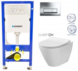 GEBERIT DuofixBasic s chrómovým tlačidlom DELTA51 + WC CERSANIT CLEANON CITY (458.103.00.1 CI1)