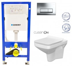 GEBERIT DuofixBasic s chrómovým tlačidlom DELTA51 + WC CERSANIT CLEANON COMO + SEDADLO (458.103.00.1 CO1)