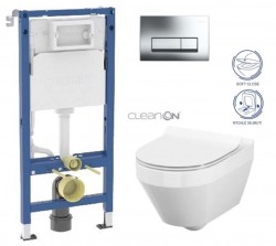 GEBERIT DuofixBasic s chrómovým tlačidlom DELTA51 + WC CERSANIT CLEANON CREA OVÁL + SEDADLO (458.103.00.2 CR1)