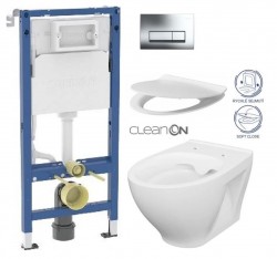 GEBERIT DuofixBasic s chrómovým tlačidlom DELTA51 + WC CERSANIT CLEANON MODUO + SEDADLO (458.103.00.2 51CR MO1)