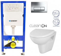 GEBERIT DuofixBasic s chrómovým tlačidlom DELTA51 + WC CERSANIT CLEANON PARVA + SEDADLO (458.103.00.1 PA1)