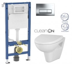 GEBERIT DuofixBasic s chrómovým tlačidlom DELTA51 + WC CERSANIT CLEANON PARVA + SEDADLO (458.103.00.2 PA1)