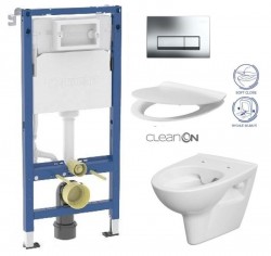 GEBERIT DuofixBasic s chrómovým tlačidlom DELTA51 + WC CERSANIT CLEANON PARVA + SEDADLO (458.103.00.2 PA2)