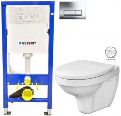 GEBERIT DuofixBasic s chrómovým tlačidlom DELTA51 + WC CERSANIT DELFI + SOFT SEDADLO (458.103.00.1 51CR DE2)