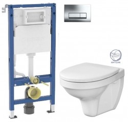 GEBERIT DuofixBasic s chrómovým tlačidlom DELTA51 + WC CERSANIT DELFI + SOFT SEDADLO (458.103.00.2 51CR DE2)
