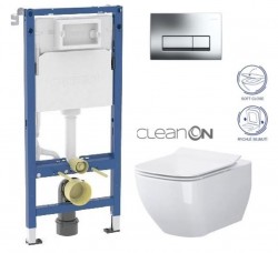 GEBERIT DuofixBasic s chrómovým tlačidlom DELTA51 + WC CERSANIT VIRGO CLEANON + SEDADLO (458.103.00.2 ME1)