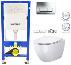 GEBERIT DuofixBasic s chrómovým tlačidlom DELTA51 + WC CERSANIT ZEN CLEANON + SEDADLO (458.103.00.1 HA1)