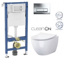 GEBERIT DuofixBasic s chrómovým tlačidlom DELTA51 + WC CERSANIT ZEN CLEANON + SEDADLO (458.103.00.2 HA1)