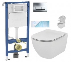 GEBERIT DuofixBasic s chrómovým tlačidlom DELTA51 + WC Ideal Standard Tesi so sedadlom SoftClose, AquaBlade (458.103.00.2 51CR TE1)