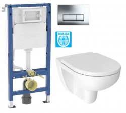 GEBERIT DuofixBasic s chrómovým tlačidlom DELTA51 + WC JIKA LYRA PLUS RIMLESS + SEDADLO duraplastu (458.103.00.2 51CR LY1)