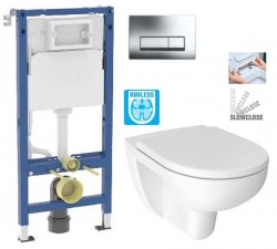 GEBERIT DuofixBasic s chrómovým tlačidlom DELTA51 + WC JIKA LYRA PLUS RIMLESS + SEDADLO duraplastu SLOWCLOSE (458.103.00.2 51CR LY2)