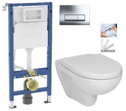 GEBERIT DuofixBasic s chrómovým tlačidlom DELTA51 + WC JIKA LYRA PLUS + SEDADLO duraplastu SLOWCLOSE (458.103.00.2 51CR LY5)