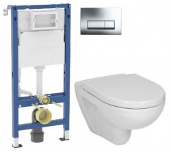 GEBERIT DuofixBasic s chrómovým tlačidlom DELTA51 + WC JIKA LYRA PLUS + SEDÁTKO DURAPLAST (458.103.00.2 51CR LY6)