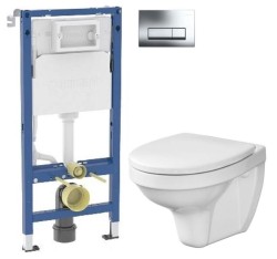 GEBERIT DuofixBasic s chromovým tlačítkem DELTA51 + WC CERSANIT DELFI + SEDÁTKO (458.103.00.2 51CR DE1)