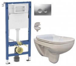 GEBERIT DuofixBasic s matným tlačidlom DELTA21 + WC bez oplachového kruhu Edge + SEDADLO (458.103.00.2 21MA EG1)