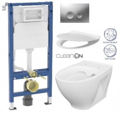 GEBERIT DuofixBasic s matným tlačidlom DELTA21 + WC CERSANIT CLEANON MODUO + SEDADLO (458.103.00.2 21MA MO1)
