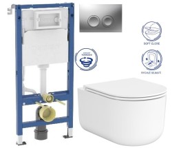 GEBERIT DuofixBasic s matným tlačidlom DELTA21 + WC CERSANIT INTRO PRO OVAL /vírivé splachovanie/ + sedadlo (458.103.00.2 21MA IR1)
