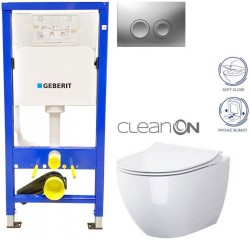 GEBERIT DuofixBasic s matným tlačidlom DELTA21 + WC CERSANIT ZEN CLEANON + SEDADLO (458.103.00.1 21MA HA1)