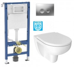 GEBERIT DuofixBasic s matným tlačidlom DELTA21 + WC JIKA LYRA PLUS RIMLESS + SEDADLO duraplastu (458.103.00.2 21MA LY1)