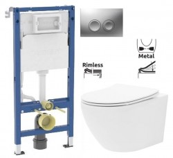 GEBERIT DuofixBasic s matným tlačidlom DELTA21 + WC REA Carlo Flat Mini Rimlesss + SEDADLO (458.103.00.2 21MA CF1)