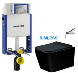 GEBERIT KOMBIFIX ECO, nádržka UP 320 bez tlačidla + WC MEXEN TEO ČERNÁ Rimless + SEDADLO (110.302.00.5 ME02)