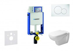 GEBERIT - Kombifix Modul na závesné WC s tlačidlom Sigma01, alpská biela + Duravit D-Code - WC a doska, Rimless, SoftClose (110.302.00.5 NH1)