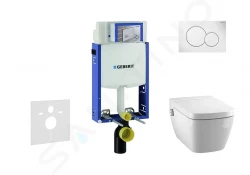 GEBERIT - Kombifix Modul na závesné WC s tlačidlom Sigma01, alpská biela + Tece One - sprchovacia toaleta a doska, Rimless, SoftClose (110.302.00.5 NT1)
