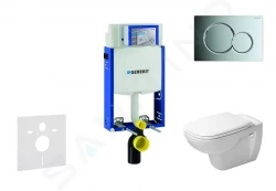 GEBERIT - Kombifix Modul na závesné WC s tlačidlom Sigma01, lesklý chróm + Duravit D-Code - WC a doska, Rimless, SoftClose (110.302.00.5 NH2)