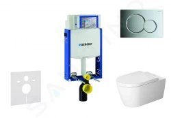 GEBERIT - Kombifix Modul na závesné WC s tlačidlom Sigma01, lesklý chróm + Duravit ME by Starck - WC a doska, Rimless, SoftClose (110.302.00.5 NM2)