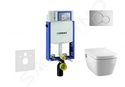 GEBERIT - Kombifix Modul na závesné WC s tlačidlom Sigma01, lesklý chróm + Tece One - sprchovacia toaleta a doska, Rimless, SoftClose (110.302.00.5 NT2)