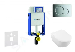 GEBERIT - Kombifix Modul na závesné WC s tlačidlom Sigma01, lesklý chróm + Villeroy Boch - WC a doska, DirectFlush, SoftClose, CeramicPlus (110.302.00.5 NI2)