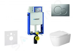 GEBERIT - Kombifix Modul na závesné WC s tlačidlom Sigma01, matný chróm + Duravit ME by Starck - WC a doska, Rimless, SoftClose (110.302.00.5 NM3)