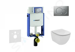 GEBERIT - Kombifix Modul na závesné WC s tlačidlom Sigma01, matný chróm + Ideal Standard Tesi - WC a doska, Aquablade, SoftClose (110.302.00.5 NU3)