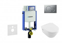 GEBERIT - Kombifix Modul na závesné WC s tlačidlom Sigma01, matný chróm + Villeroy Boch - WC a doska, DirectFlush, SoftClose, CeramicPlus (110.302.00.5 NB3)