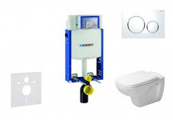 GEBERIT - Kombifix Modul na závesné WC s tlačidlom Sigma20, biela/lesklý chróm + Duravit D-Code - WC a doska, Rimless, SoftClose (110.302.00.5 NH4)