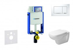 GEBERIT - Kombifix Modul na závesné WC s tlačidlom Sigma20, biela/lesklý chróm + Duravit D-Code - WC a doska, Rimless, SoftClose (110.302.00.5 NH5)