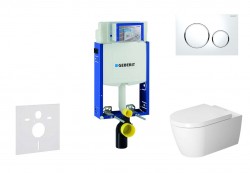 GEBERIT - Kombifix Modul na závesné WC s tlačidlom Sigma20, biela/lesklý chróm + Duravit ME by Starck - WC a doska, Rimless, SoftClose (110.302.00.5 NM4)