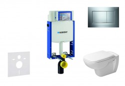 GEBERIT - Kombifix Modul na závesné WC s tlačidlom Sigma20, lesklý chróm/chróm mat + Duravit D-Code - WC a doska, Rimless, SoftClose (110.302.00.5 NH6)