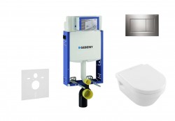 GEBERIT - Kombifix Modul na závesné WC s tlačidlom Sigma20, lesklý chróm/chróm mat + Villeroy Boch - WC a doska, DirectFlush, SoftClose, CeramicPlus (110.302.00.5 NB6)