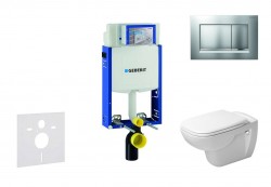 GEBERIT - Kombifix Modul na závesné WC s tlačidlom Sigma20, matný chróm/chróm + Duravit D-Code - WC a doska, Rimless, SoftClose (110.302.00.5 NH7)