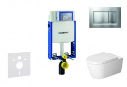 GEBERIT - Kombifix Modul na závesné WC s tlačidlom Sigma20, matný chróm/chróm + Duravit ME by Starck - WC a doska, Rimless, SoftClose (110.302.00.5 NM7)