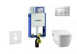 GEBERIT - Kombifix Modul na závesné WC s tlačidlom Sigma20, matný chróm/chróm + Tece One - sprchovacia toaleta a doska, Rimless, SoftClose (110.302.00.5 NT7)