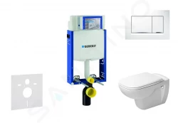 GEBERIT - Kombifix Modul na závesné WC s tlačidlom Sigma30, biela/lesklý chróm + Duravit D-Code - WC a doska, Rimless, SoftClose (110.302.00.5 NH5)