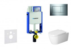 GEBERIT - Kombifix Modul na závesné WC s tlačidlom Sigma30, lesklý chróm/chróm mat + Duravit ME by Starck - WC a doska, Rimless, SoftClose (110.302.00.5 NM6)
